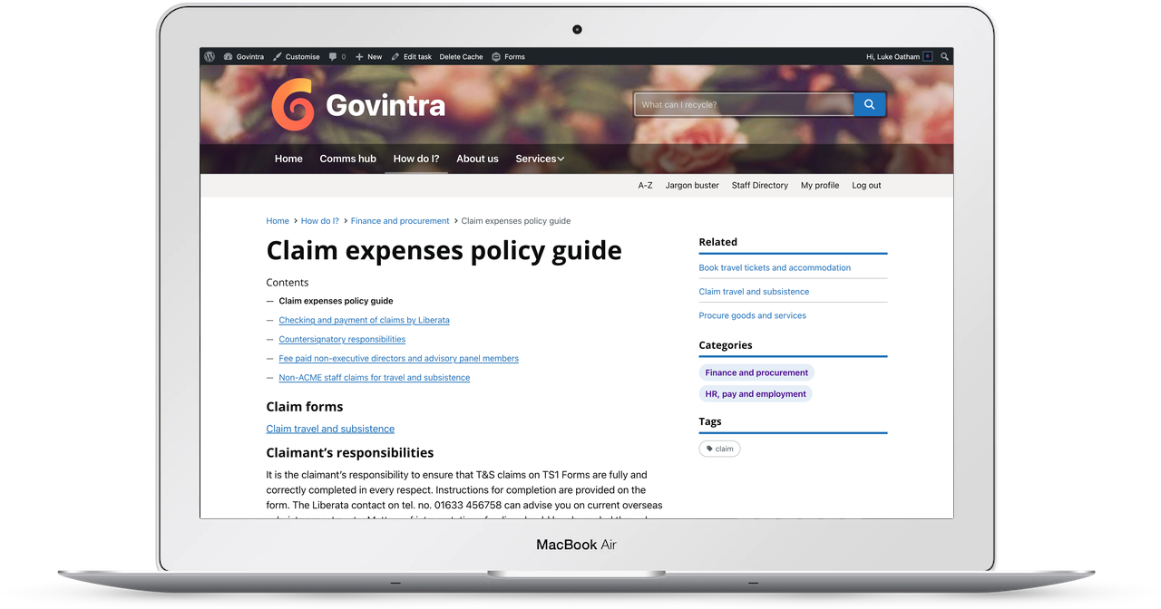 Govintra demonstration website